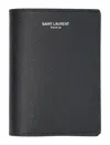 Saint Laurent Logo Card Fold Wallet In Black