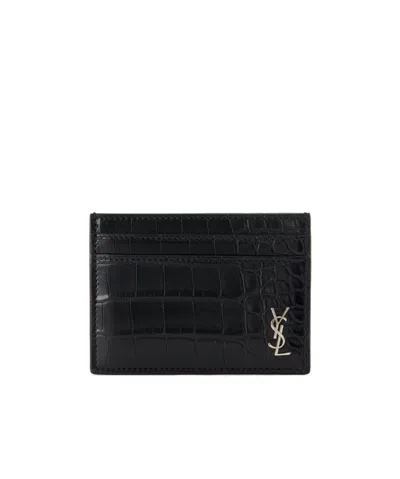 SAINT LAURENT SAINT LAURENT CASSANDRE LOGO PLAQUE CARD CASE