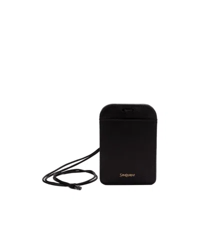 Saint Laurent Logo Card Holder In Black