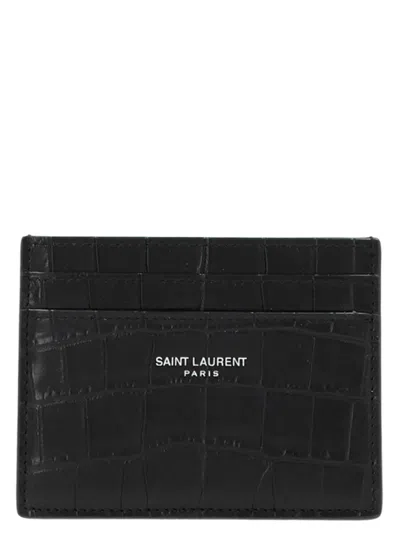 Saint Laurent Logo Card Holder In Black
