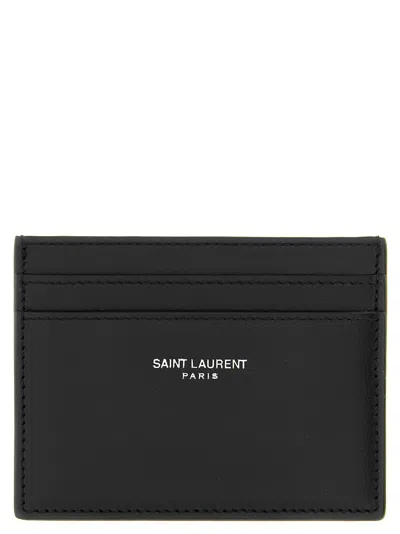 Saint Laurent Logo Card Holder In Black