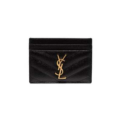 Saint Laurent Logo Card Holder In Black