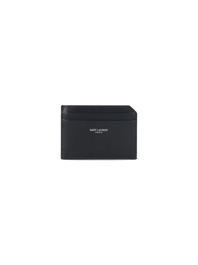 Saint Laurent Logo Card Holder In Black  