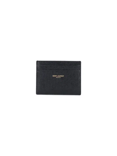Saint Laurent Logo Card Holder In Black