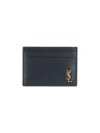 Saint Laurent Tiny Cassandre Card Holder In Polished Leather In Black  