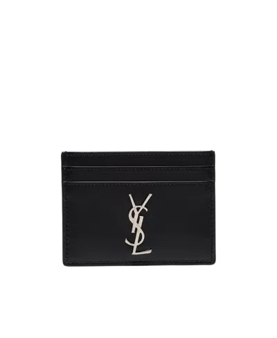 Saint Laurent Logo Card Holder In Black