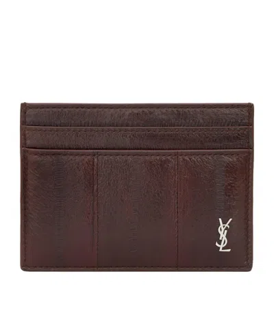 Saint Laurent Logo Card Holder In Brown