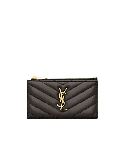 Saint Laurent Logo Card Holder In Black