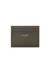 Saint Laurent Leather Logo Card Holder In Brown
