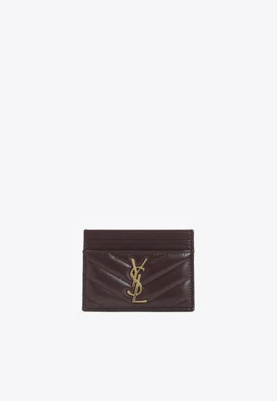 Saint Laurent Logo Cardholder In Burgundy