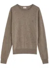 Saint Laurent Logo Embroidery Sweater In Taupe