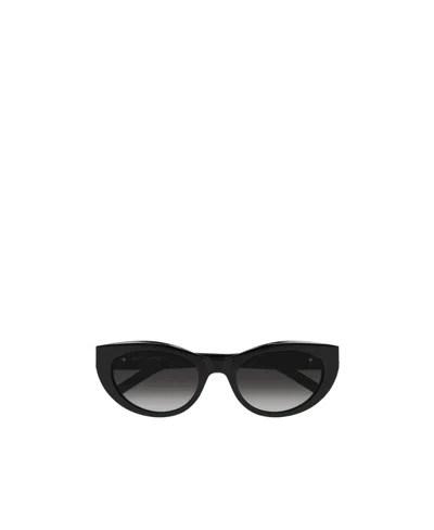Saint Laurent Logo Cat-eye Frame Sunglasses In Black