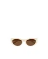 Saint Laurent Logo Cat-eye Frame Sunglasses In Brown