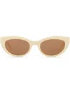 Saint Laurent Womens White Slm115 Oval-frame Acetate Sunglasses In Nude