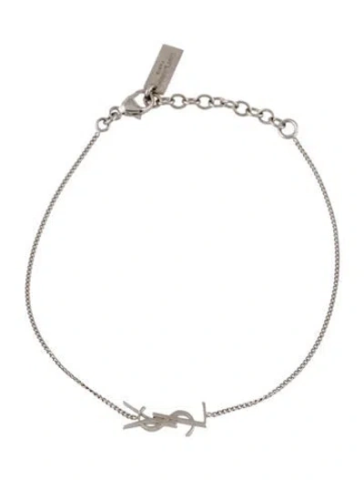 Pre-owned Saint Laurent Logo Chain Bracelet, 7.5" In Silver