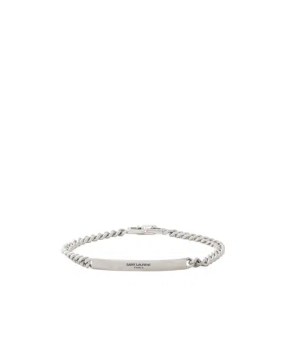 Saint Laurent Rope-chain Tube Bracelet In Silver