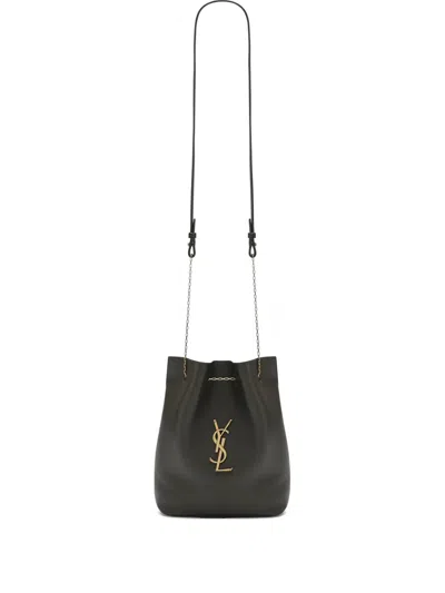 Saint Laurent Cassandre Leather Bucket Bag In Brown