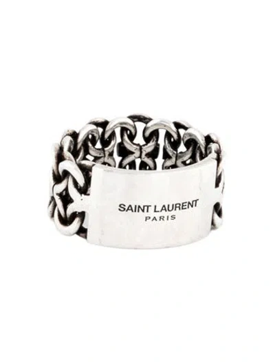 Pre-owned Saint Laurent Logo Chain Link Band Ring In Multicolor