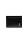 Saint Laurent Cassandre Small Leather Card Case In Black