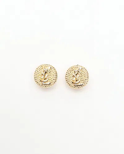 Saint Laurent Logo Clip-on Earrings In Gold