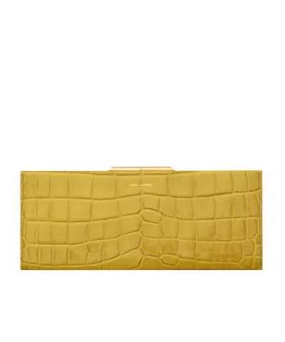 Saint Laurent Logo Clutch In Golden