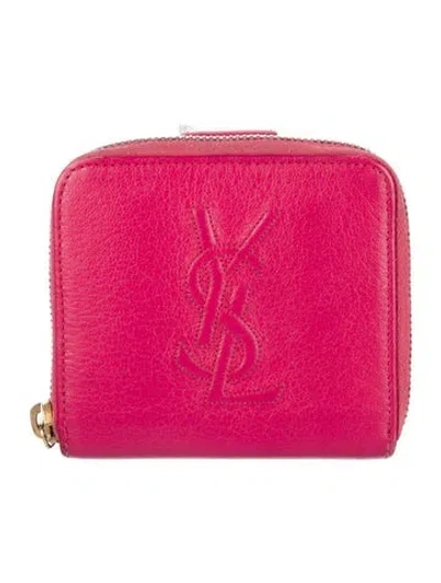Pre-owned Saint Laurent Logo Compact Wallet Signature Logo Compact Wallet In Pink