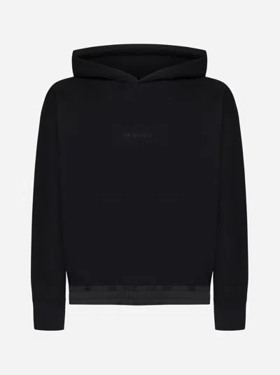 Saint Laurent Logo-embroidered Cotton-jersey Hoodie In Black