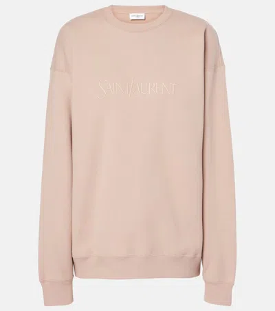 SAINT LAURENT LOGO COTTON JERSEY SWEATSHIRT
