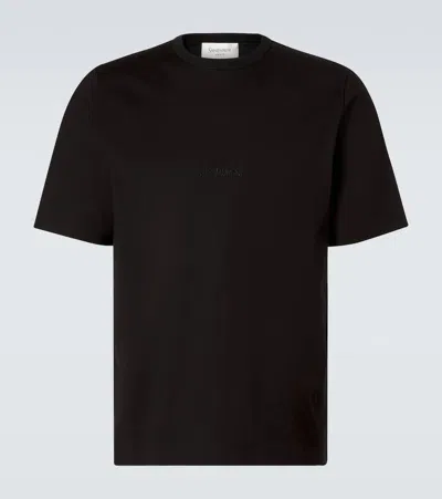 Saint Laurent Logo Cotton Jersey T-shirt In Black