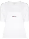 Saint Laurent Basic White T-shirt With Miiddle Logo Print In Cotton Woman