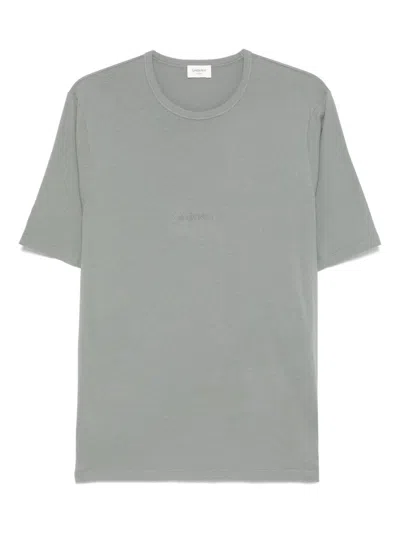 Saint Laurent Tonal Logo Embroidery Cotton T Shirt In Gray