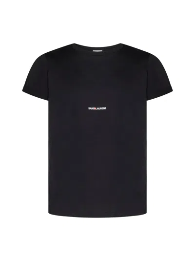 Saint Laurent Logo T-shirt In Cotton In Black