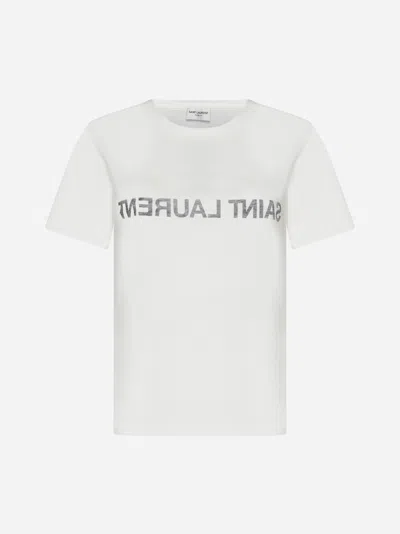 SAINT LAURENT LOGO COTTON T-SHIRT