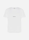 Saint Laurent Women Basic White T-shirt With Miiddle Logo Print In Cotton Woman In White