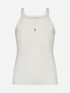Saint Laurent Logo-embroidered Tank Top In Ivory,black