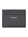 Saint Laurent Logo-print Leather Card Holder In Black