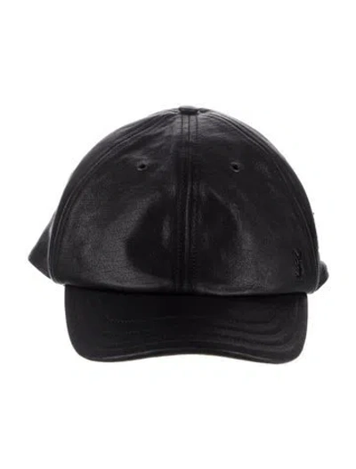 Pre-owned Saint Laurent Logo Debossed Leather Baseball Cap In Black