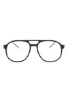 Saint Laurent Logo-debossed Pilot-frame Glasses In Black
