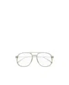 Saint Laurent Logo-debossed Pilot-frame Glasses In Nude