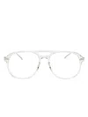 Saint Laurent Logo-debossed Pilot-frame Glasses In Silber