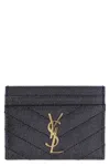 Saint Laurent Logo Detail Leather Card Holder In Black