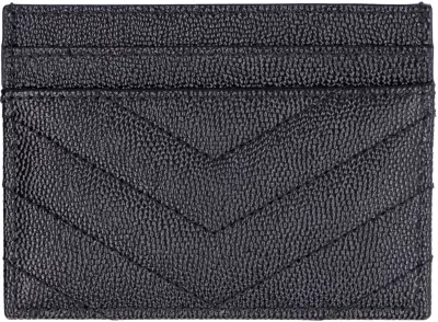 Saint Laurent Logo Detail Leather Card Holder In Black
