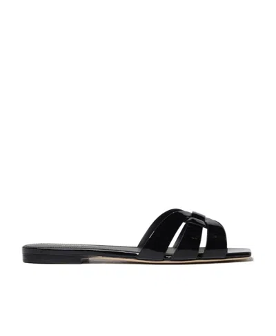 Saint Laurent Logo Detail Sandals In Black