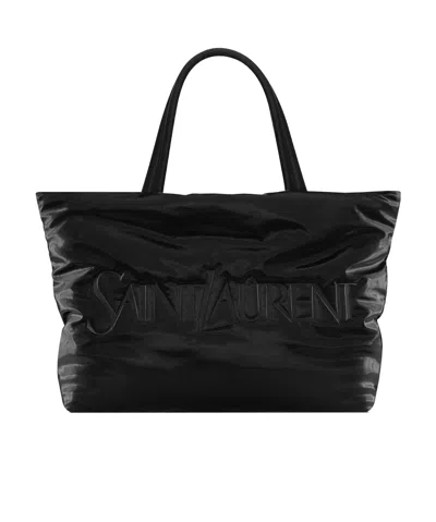 Saint Laurent Logo Detailed Top Handle Bag In Black