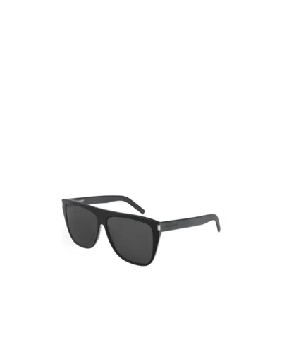 Saint Laurent Logo Details Sunglasses In Black