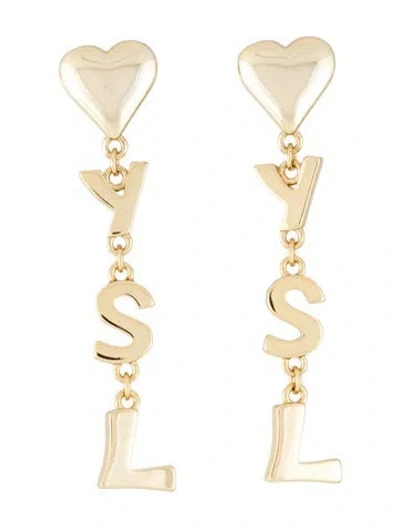 Pre-owned Saint Laurent Logo Drop Earrings In Multicolor
