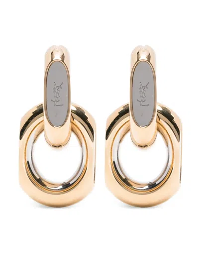 Saint Laurent Logo Earrings In Gold