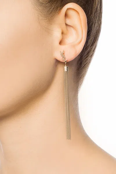 Saint Laurent Logo Earrings In Gold
