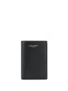 Shop Saint Laurent Logo Embossed Credit Card Wallet
