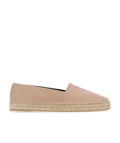 Saint Laurent Cassandre Leather Espadrilles In Beige